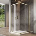 thumbnail image 3 of Sunny Shower 36" W x 36" L x 72" H Corner Entry Shower Enclosure Sliding Shower Doors Brushed Gold Finish Framed with 1/4 in. Clear Tempered Glass, 3 of 10