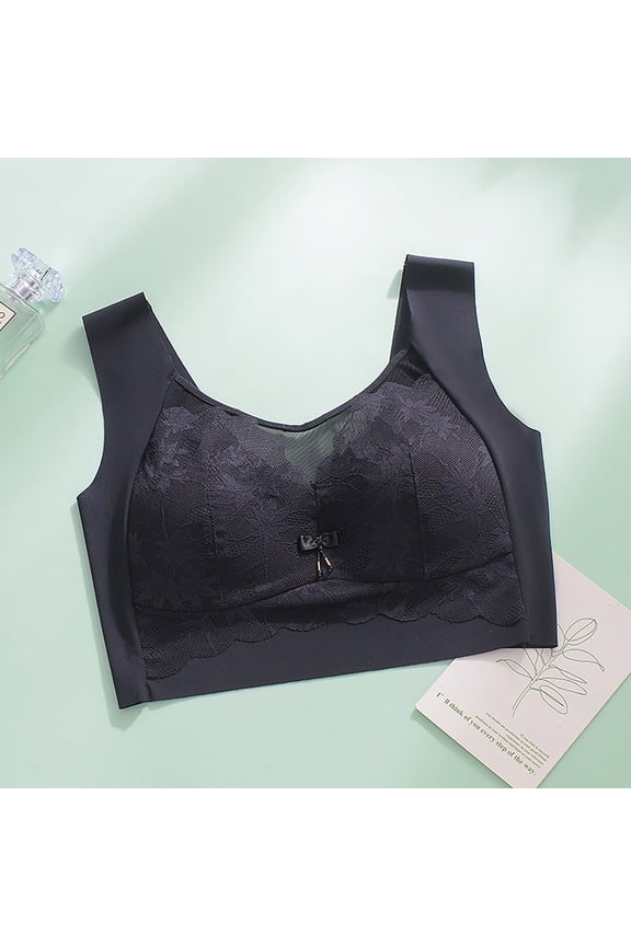 Ersazi Bras for Large Breasts Women Fashion Sports Lace Bra Wire Free Underwear one-Piece Bra Everyday Underwear Black 3Xl