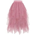 thumbnail image 2 of Purcolt Tulle Skirts for Women Sparkly Mesh Layered Midi Long Puffy Tutu Skirt High Elastic Waist A-Line Fairy Skirts Wedding Party Asymmetrical Skirts, 2 of 6