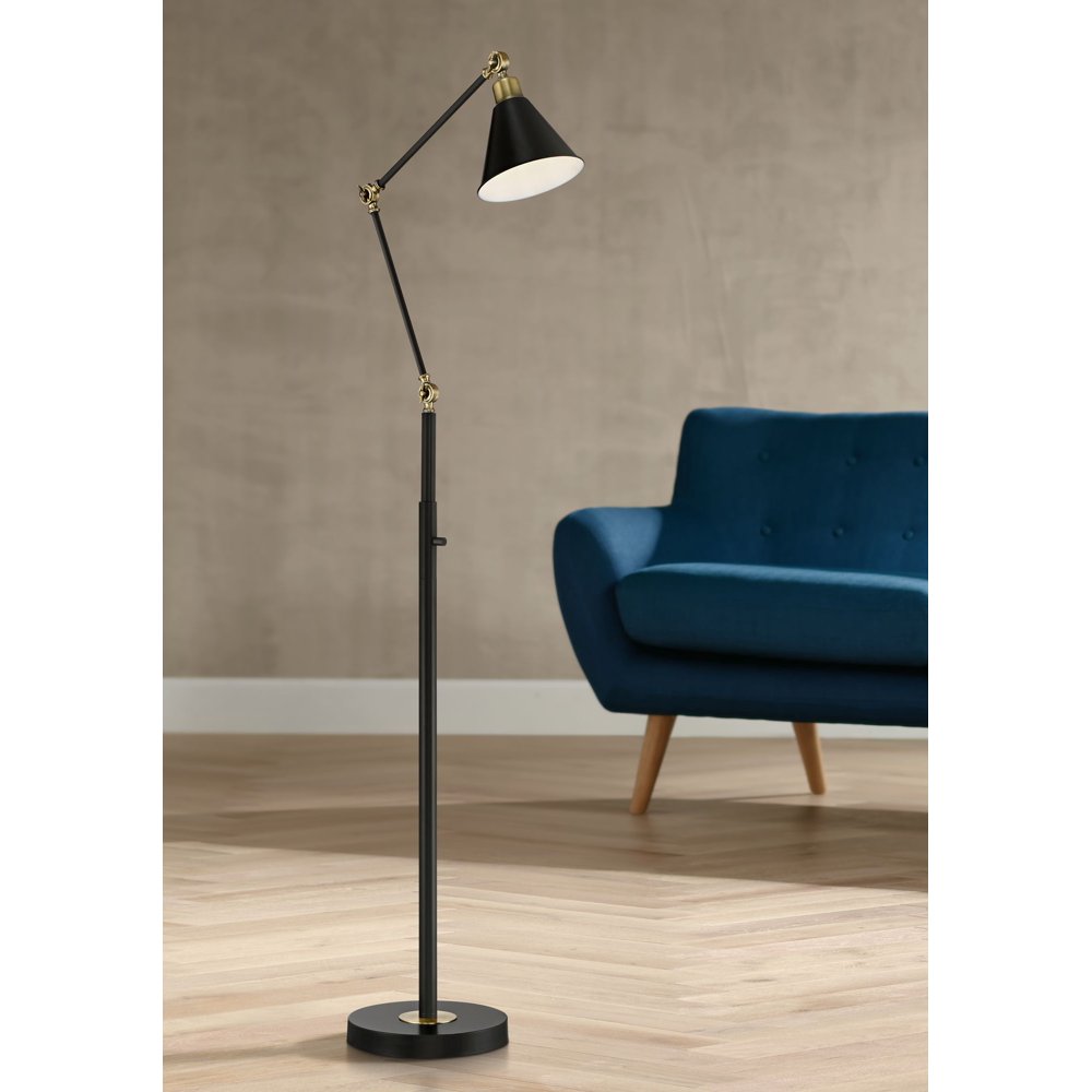 360 Lighting Mid Century Modern Pharmacy Floor Lamp Flat Black Antique