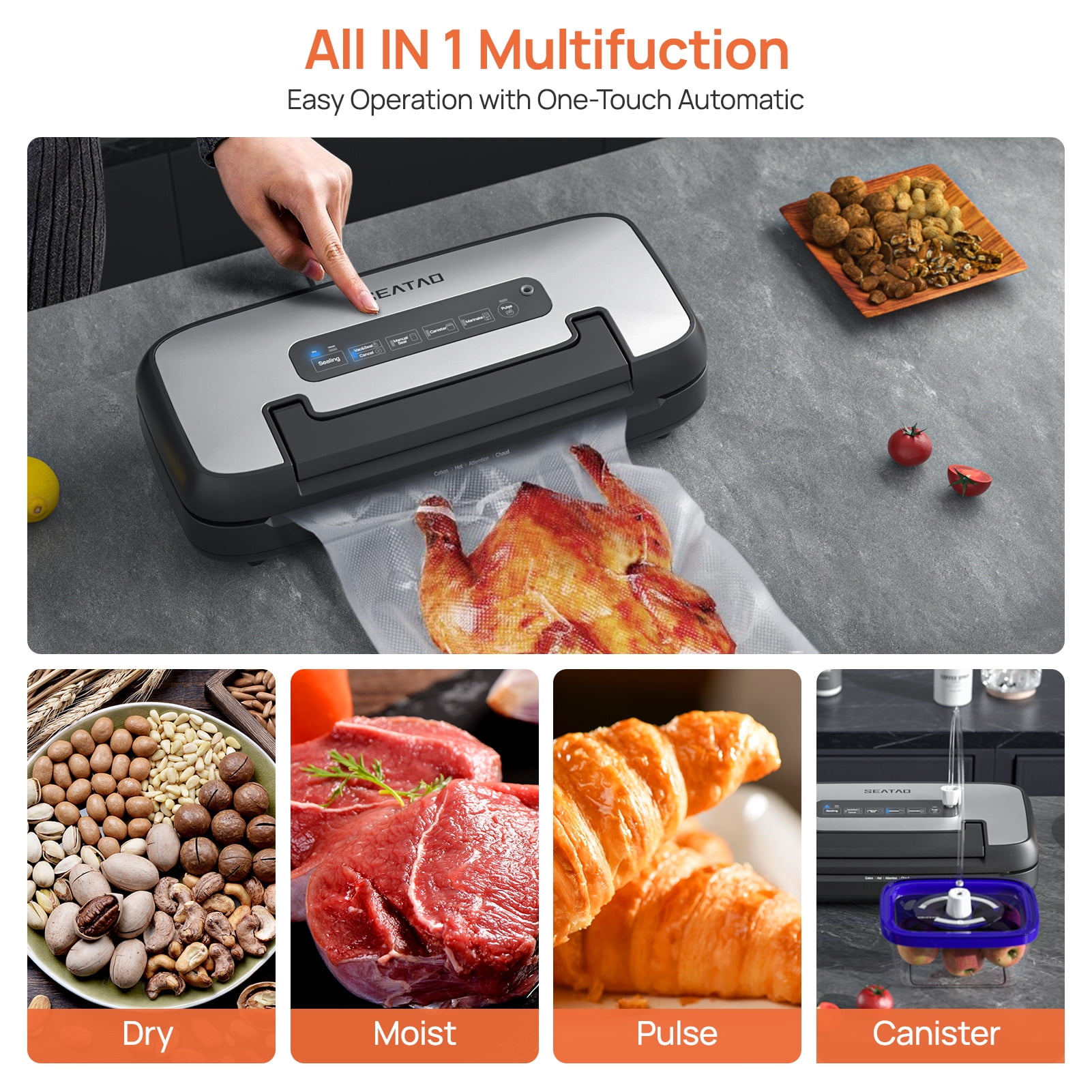SEATAO VH5156 Fast Vacuum Sealer 80Kpa with 1 Sealing Rolls of Bags