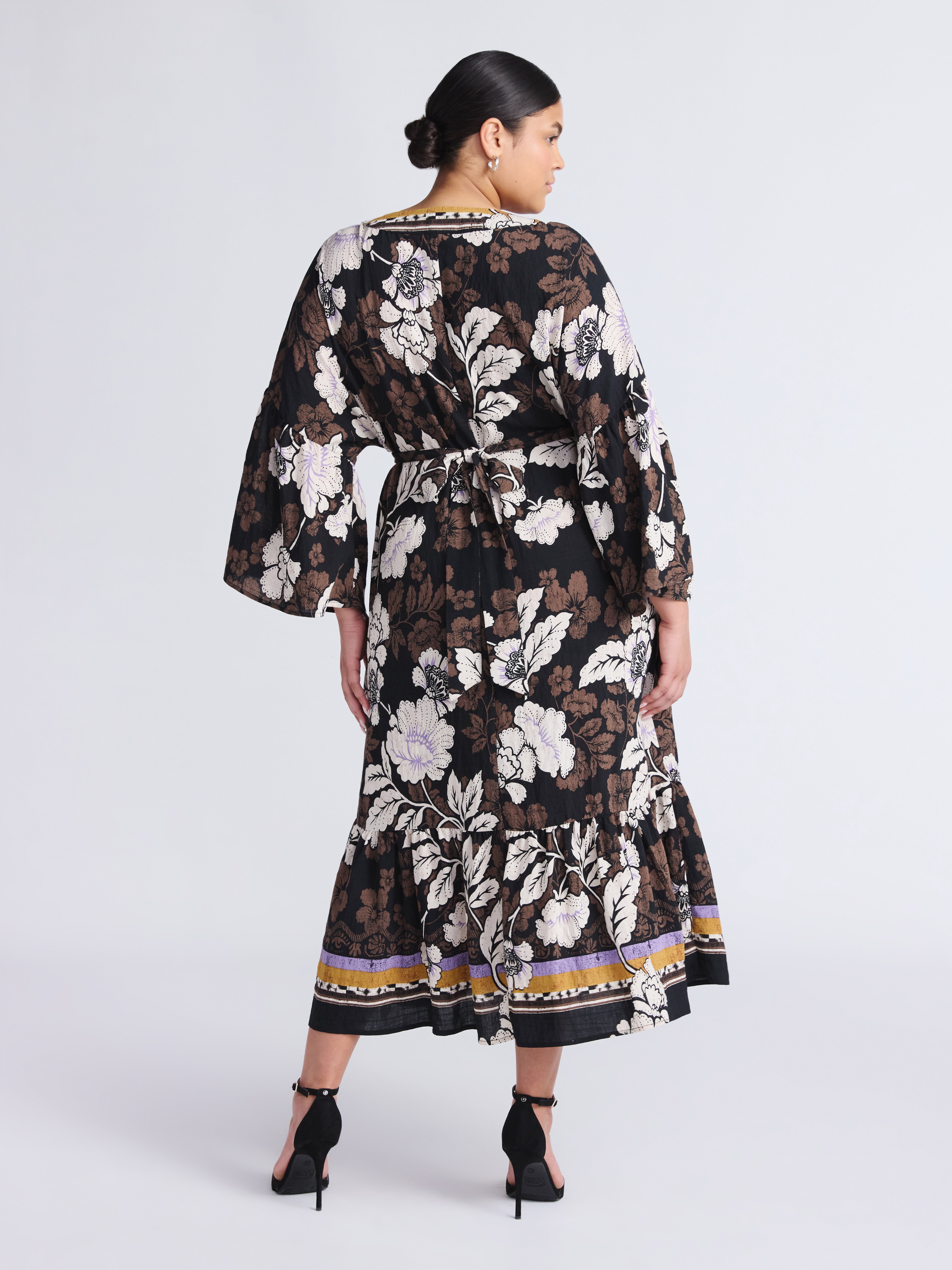 Sofia by Sofia Vergara Women's Tie Back Dress with Wide Sleeves, Mid Calf Length, Sizes XS-4X