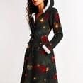 thumbnail image 5 of Christmas Mid Length Winter Coat for Women Graphic Long Sleeve Crewneck Button Down Party Print Jacket Red XL, 5 of 9