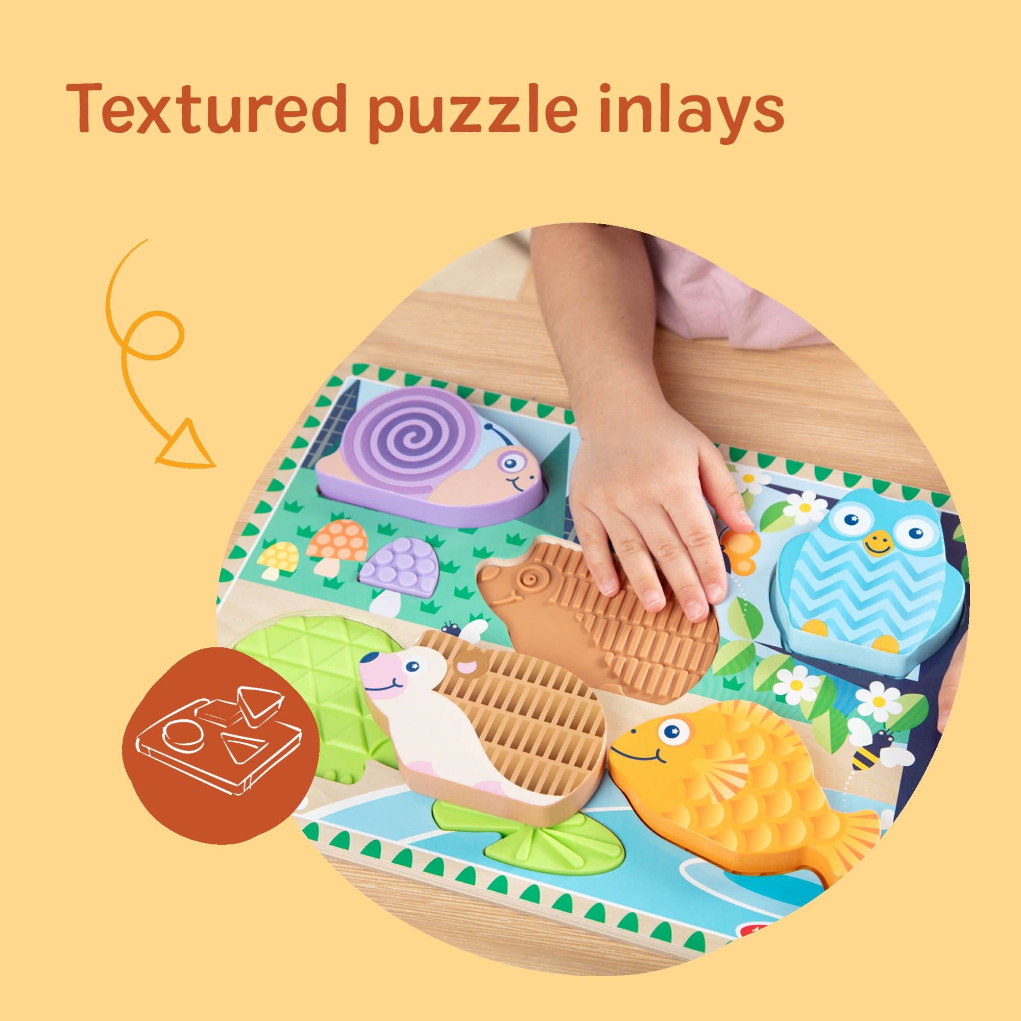Melissa & Doug Forest Friends Touch & Feel Wooden Puzzle, 5-Piece