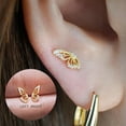 thumbnail image 3 of Anygolds 14K Solid Gold Butterfly Half Wing CZ Stud - Cartilage, Helix, 18G, Left/Right, 3 of 10