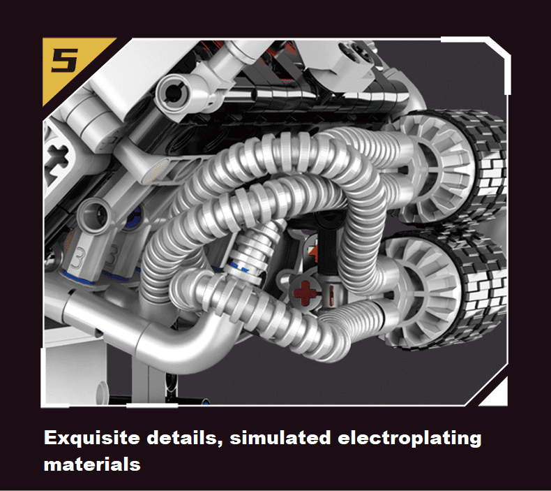 V8 Engine Building Blocks Sets, V8 Engine Model Kit That Runs, MOC Scale Model Kit with Battery and Motor, Build Your Own MOC Mini V8 Engine Model Toy, Construction Toys Gifts for Men Friends Couple
