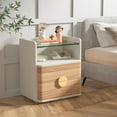 thumbnail image 5 of Finmind 2-Drawer Nightstand, Bedroom Wooden Table with Tempered Glass, Large Side End Stand, 5 of 7