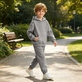 thumbnail image 6 of Mifsaly Toddler Boys Girls 2 Piece Fleece Tracksuit Outfits Solid Color Long Sleeve Hoodie and Jogger Pants Kids Outdoor Warm Fall Winter Casual Activewear, 6 of 9