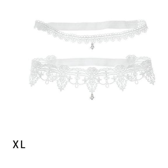 TELOLY Garters for Bride,Romantic Lace Wedding Garter for Bride,Sexy Thigh Band Garters,White,XL
