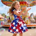 thumbnail image 4 of Splozh Toddler American Flag Dress 1T 2T 3T 4T 5T 6T Summer Cute Spaghetti Straps Parade Dress Toddler American Flag Outfit,White,2-3 Years, 4 of 5