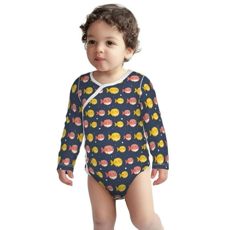 

Fotbe Cute Puffer Fish Pattern Unisex-baby Long-sleeve Bodysuit Long Sleeve Bodysuits One-piece 100% Organic Cotton for Infant Baby Boys Unisex-18 Months