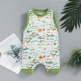 thumbnail image 2 of Girls Rompers Polyester Summer Fishes Print Sleeveless Tops Rompers Jumpsuit Onesies Girl Green 0 Months-6 Months, 2 of 5