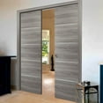 thumbnail image 3 of Modern Double Pocket Doors | Planum 0020 Ginger Ash | Kit Trims Rail Hardware | Solid Wood Interior Bedroom Sliding Closet Sturdy Door-48" x 84" (2* 24x84), 3 of 6
