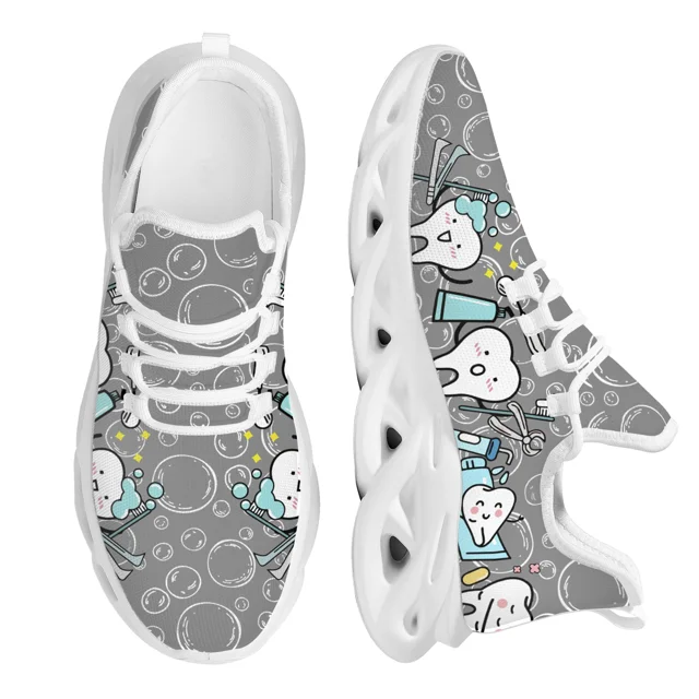 Zapatos casuales para mujer con diseño de dentista, planos, con cordones, transpirables, para caminar en la playa, primavera y otoño.