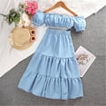 thumbnail image 2 of LUOGENLI Girl Summer Outfits Size 10-12 Toddler Girls Summer Fly Sleeve Solid Tops and Skirts 2pcs Outfits Clothes Set for Children Clothes Girls Summer Outfits Size 6 Summer Blue 8-9 Years, 2 of 7