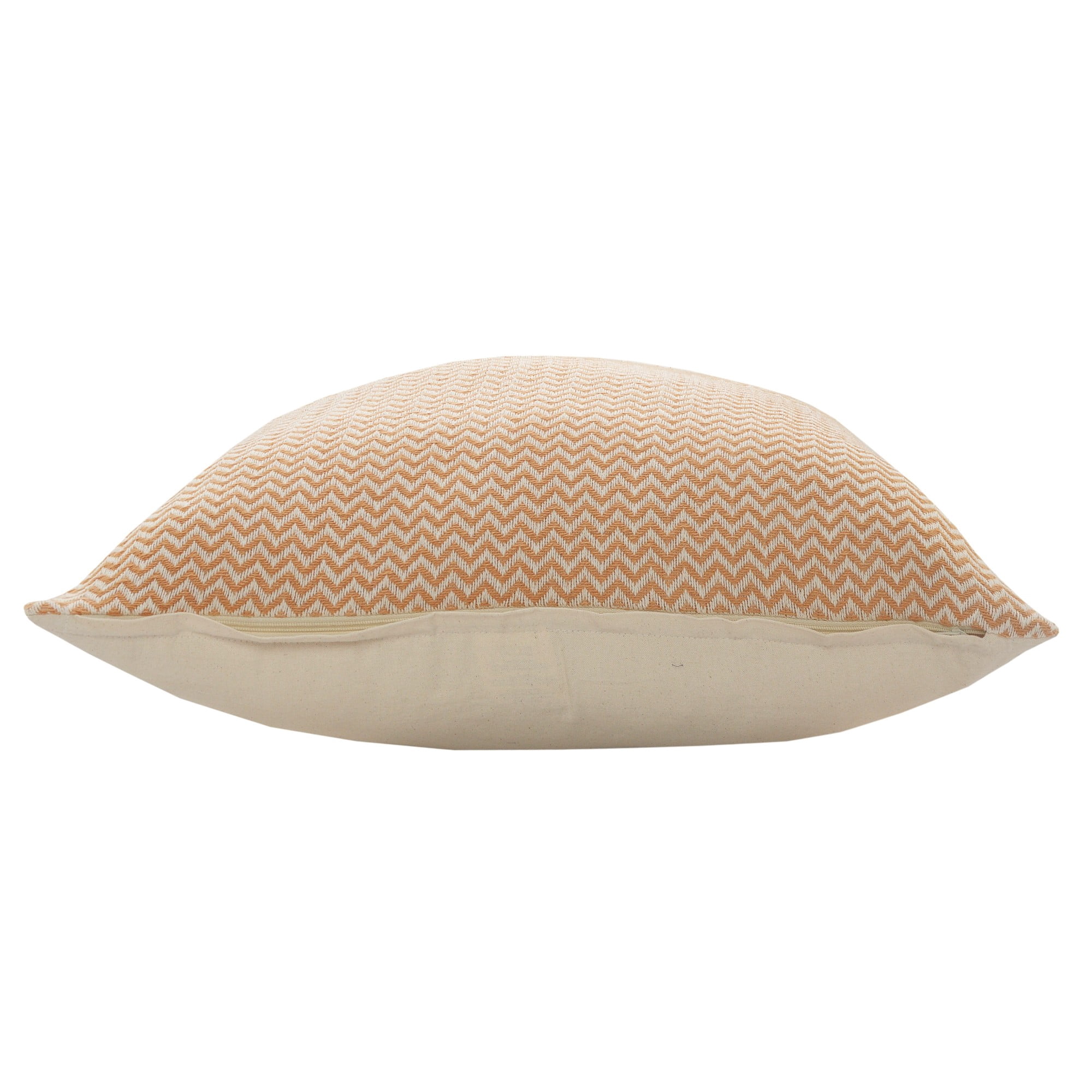 Laddha Home Designs Geometric Loomed Rectangular Cotton Throw Pillow Cover - 20" - Cream and Orange