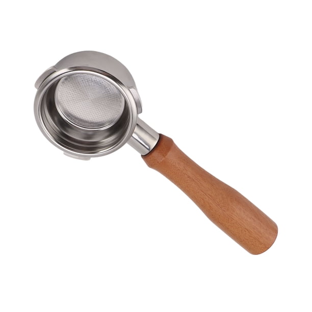 Portafiltro Sin Fondo 58mm, Portafiltro Desnudo Sin Fondo De Acero Inoxidable 3 Orejas Con Cesta Filtrante Y Mango De Madera, Portafiltro Espresso Para Cafetera Barsetto