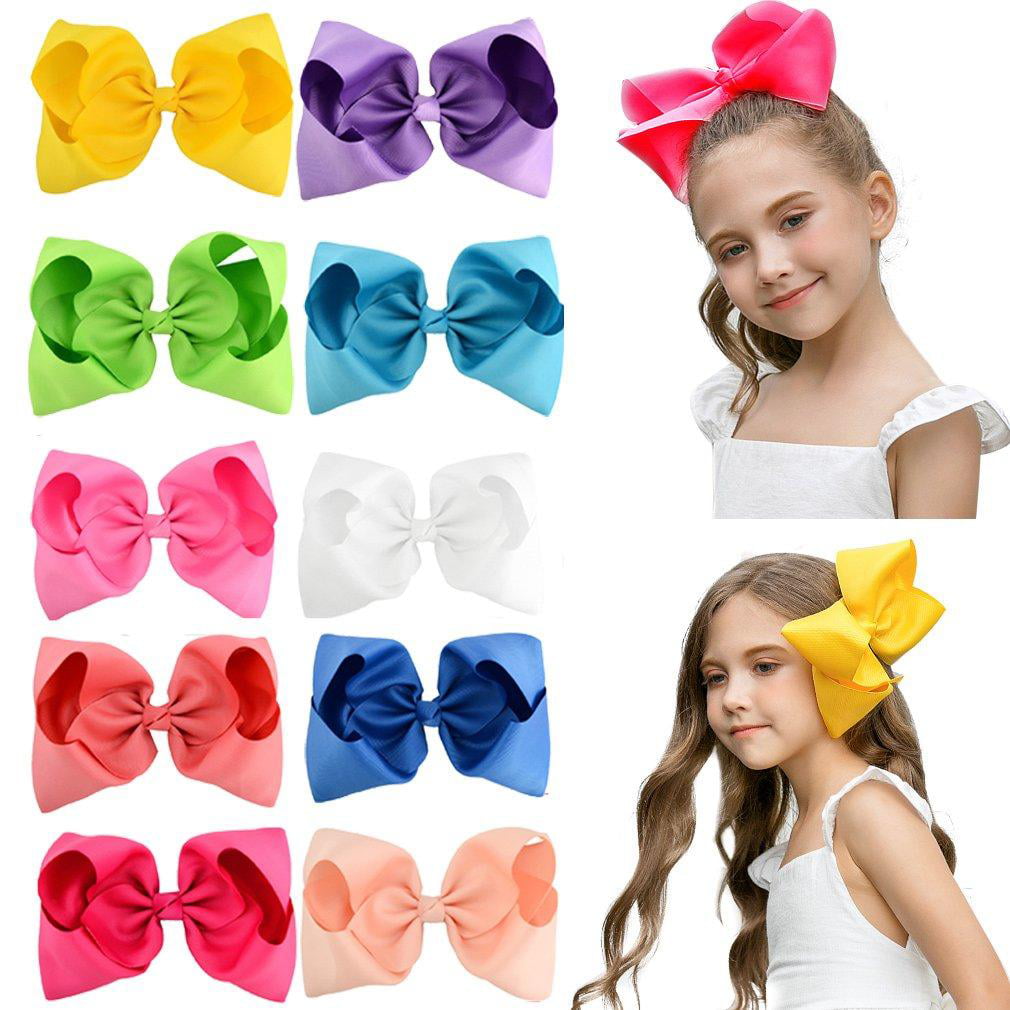 8 inch Big Large Sequin Bow Hair Alligator Clips Ribbon Kids Sides Accessories 