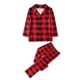 thumbnail image 4 of Christmas Family Matching Pajamas Long Sleeve Red Plaid Cotton Pj Set Festival Party Sleepwear with Button, 4 of 11