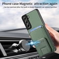 thumbnail image 5 of Magnetic Carbon Fiber Case for Samsung Galaxy S21 FE with Holder Kickstand, Fiber Texture Wallet Phone Case with Card Holder Durable Military Grade Protection Cover for Galaxy S21 FE, Green, 5 of 10