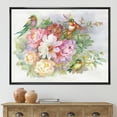 thumbnail image 2 of Colourful Birds and Vibrant VIntage Flowers 40 in x 30 in Framed Painting Canvas Art Print, by Designart, 2 of 5