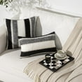 thumbnail image 6 of MAGOLIFE Indoor 20x20 In Black&White&Gray Soft Stripes Wool Farmhouse Decorative Throw Pillow Cover Boho Accent Neutral Textured Art Decor Cushion Pillow Case for Living Room Couch Bed Sofa, 6 of 11