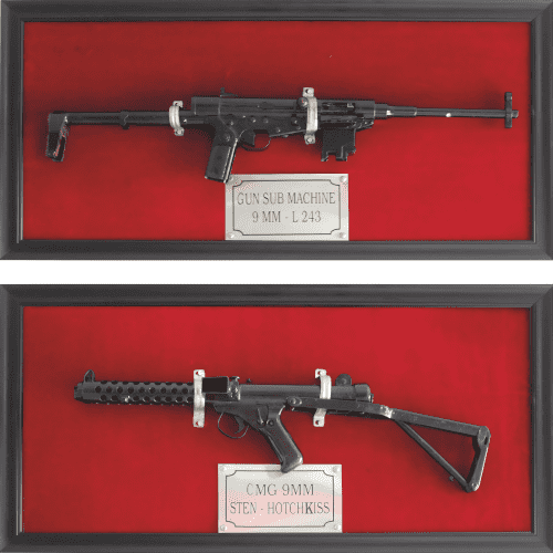 SP13504 Sub Machine Gun 2pack World War 9MM CMG Sten Hotchkiss Display Prop Cardboard Cutout Standee Standup