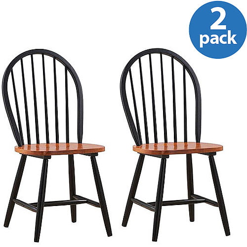 Boraam Farmhouse Chairs Set Of 2, Black Wooden Windsor Chairs