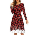 thumbnail image 4 of FKELYI Valentine's Day Women Dresses Size S Elastic Love Red Heart Swing Party Dress Size 3XL Comfortable Women Long Sleeve Dresses Casual, 4 of 5