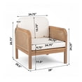 thumbnail image 3 of Christopher Knight Home Outdoor Wicker Lounge Chair, Patio Solid Wood Armchair with Cushion, Beige, 3 of 12