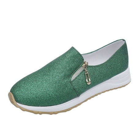 

Slip on Casual Shoes for Women Size 11 Fashion All Seasons Women Casual Shoes Flat Bottom Non Slip Round Toe Lightweight Slip On Side Zipper Comfortable Solid Color