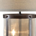 thumbnail image 3 of Benjara 31" Table Lamp- Classic Drum Fabric Shade- Modern Metal Base- Bronze, 3 of 7