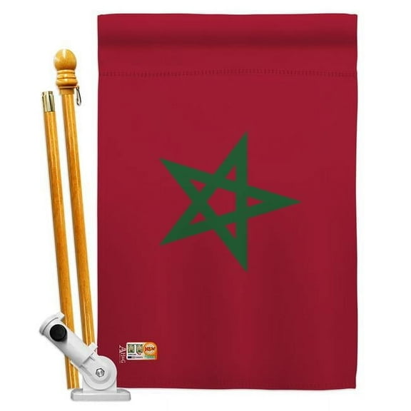 Americana Home & Garden AA-CY-HS-140160-IP-BO-D-US18-AG 28 x 40 in. Morocco Flags of the World Nationality Impressions Decorative Vertical Double Sided House Flag Set & Pole Bracket Hardware Flag Set