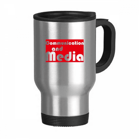 

Major Communication And Media Red Travel Mug Flip Lid Stainless Steel Cup Car Tumbler Thermos