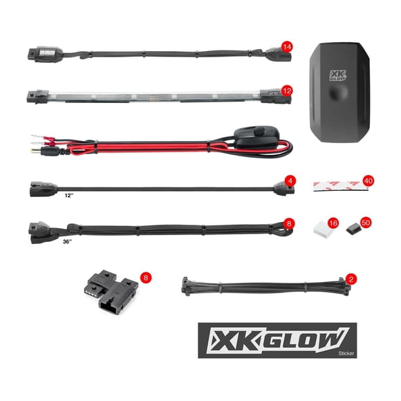 Kit de Luces LED de Acento para Motocicleta XKGLOW XKchrome 14 Cápsulas 12 Tiras