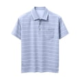 thumbnail image 4 of Mens Polo Shirts Summer Short Sleeve Striped Casual Golf Shirts Collared Button T Shirt with Pocket Size M-4XL Blue, 4 of 5