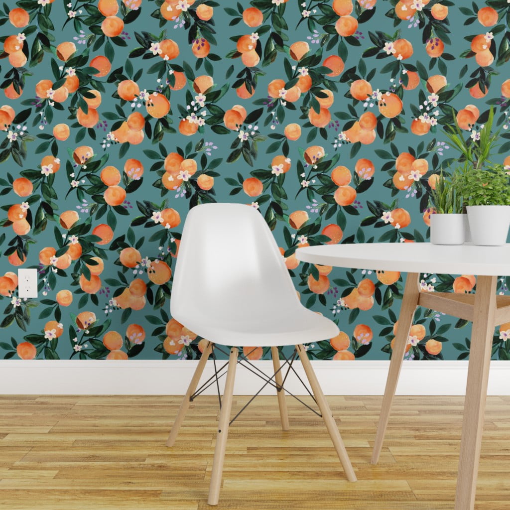 Peel-and-Stick Removable Wallpaper Citrus Floral Citric Orange Kitchen