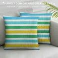 thumbnail image 3 of Chilfamy  Striped Throw Pillow Cushion Cover, Rainbow Colored and White Fun Horizontal Lines Room Red Yellow Blue Green Art, Decorative Square Accent Pillow Case, Rainbow Colors, 3 of 5