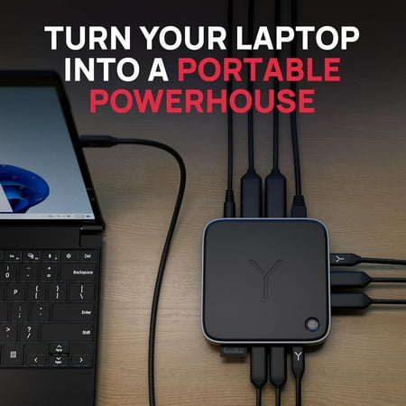 Brydge - Stone CORE Powered Charging Docking Station with 10 Ports, for Windows & MacOS Compatible Laptop - Black