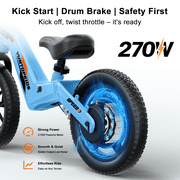 QUIKRA Electric Balance Bike for Kids, 180W Motor, 14-Inch Pneumatic Tires, 3-Speed, Adjustable Seat, up to 9.3mph, Kids Electric Bike for Ages 3-7,Blue