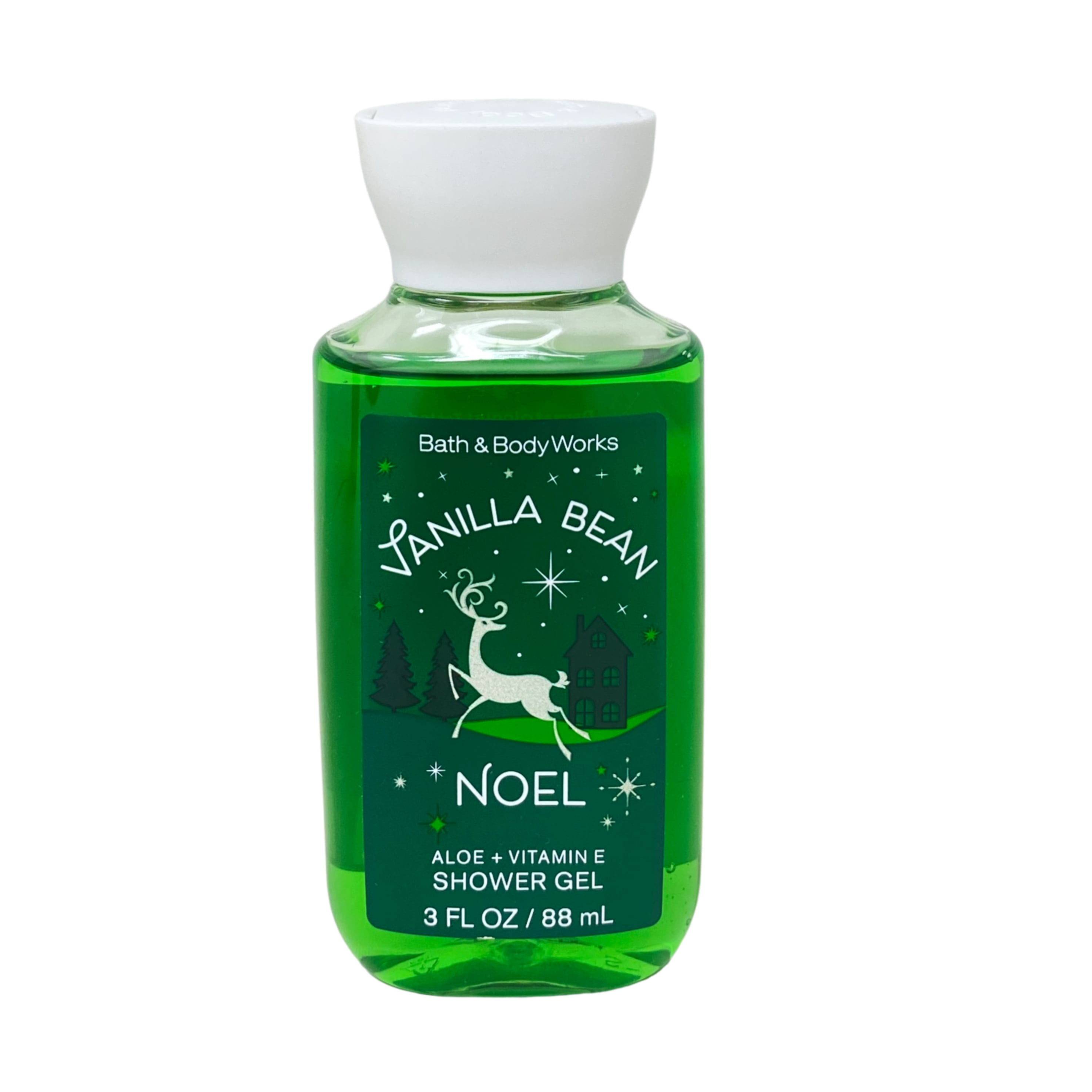 Bath & Body Works Vanilla Bean Noel - 2 Shower Gels with a Peach Gardenia Mini Soap - Travel Size
