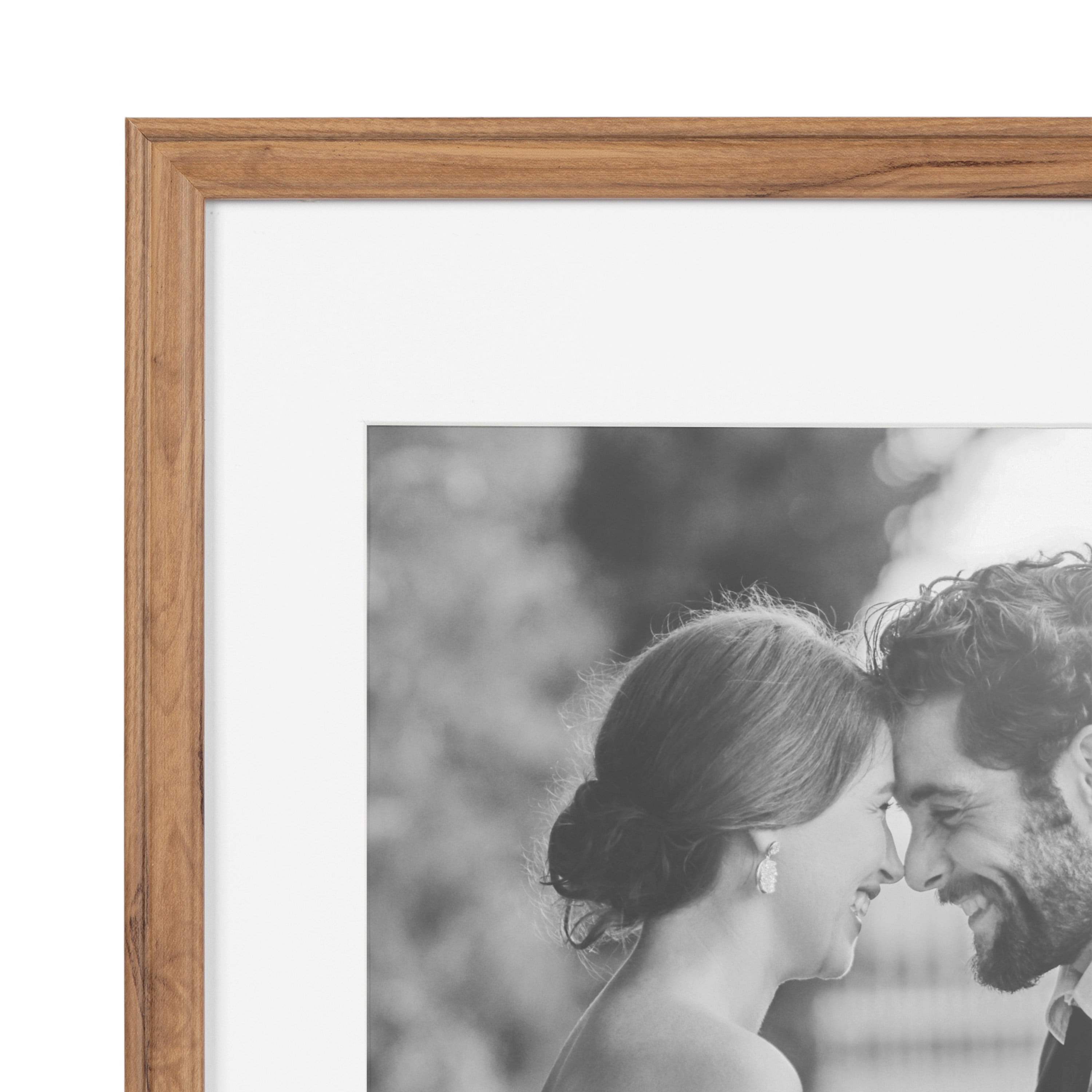 Kate and Laurel Adlynn Rectangle Picture Frame Set of 4, 11 x 14 matted to 8 x 10, Brown, Transitional Four-Piece Frame Set for Gallery Wall Frame Set in Living Room Wall Decor