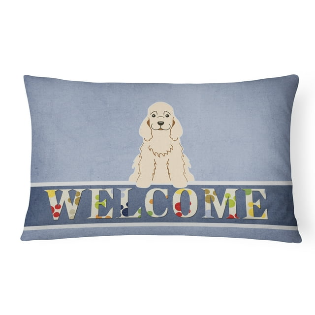 Carolines Treasures BB5675PW1216 Cocker Spaniel Buff Welcome Canvas Fabric Decorative Pillow