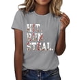 thumbnail image 2 of Tittly T Shirts for Women Graphic Tees Hit Run Steal Women's Letter Baseball Print Round Neck Short Sleeve T Shirt Top Tshirts Shirts Womens Tops Grey XL, 2 of 4