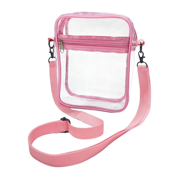 Bolso bandolera transparente para hombre y mujer, bolso de hombro transparente, bolso de mano para festivales. rosa grande