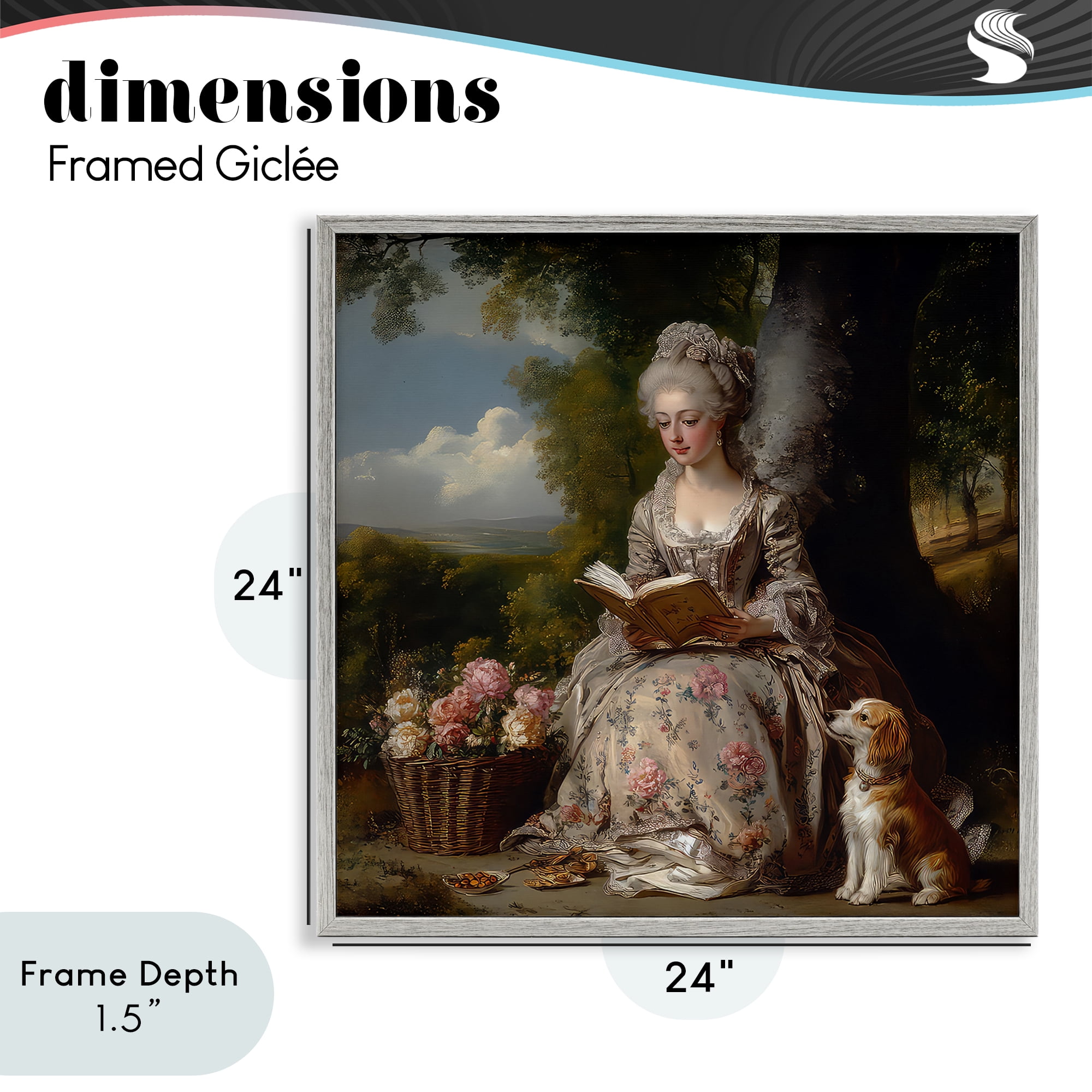 Stupell Industries Rococo Lady with Dog Gray Framed Giclee Art, design by The Wands Want