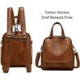 thumbnail image 3 of Mini Backpack Purse for Women Small Size Ladies Fashion Everyday Travel Multipurpose Design Handbags and Shoulder Purses Coffee, 3 of 5