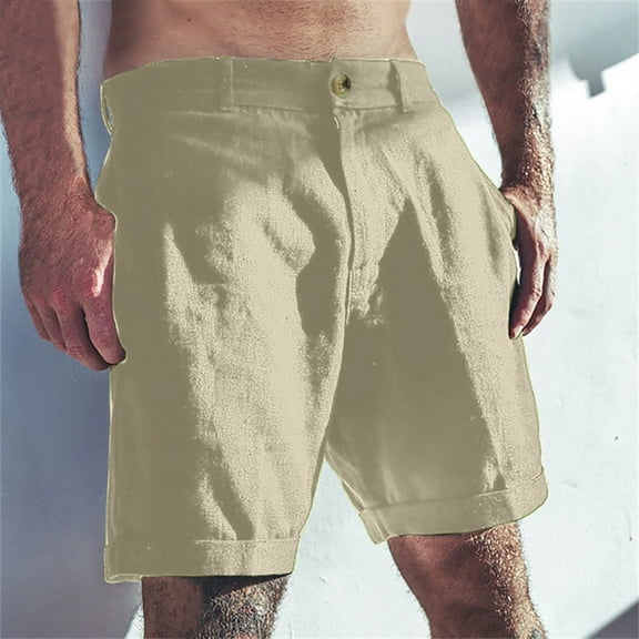 Blmnix Mens Shorts Casual Shorts Men Chino Linen Shorts Short with Pockets Low Yellow Athletic Shorts for Men,XL