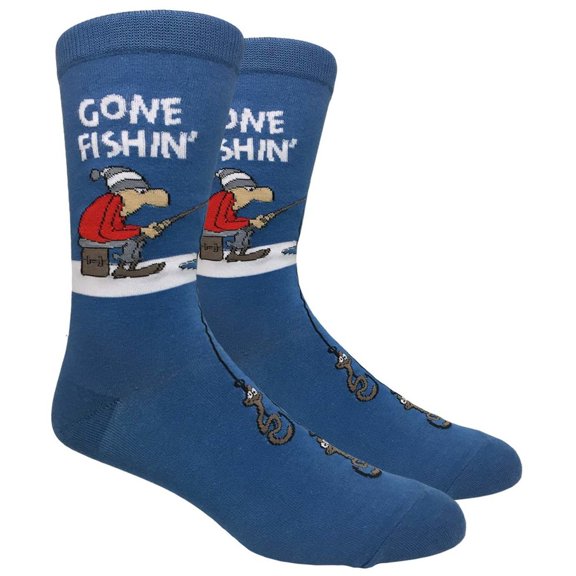 Urban-Peacock Men's Novelty Fun Socks - Gone Fishing - 1 Pair