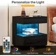 thumbnail image 5 of Finmind Modern LED Nightstand, Black Wood Bedside Table with 2 Drawer for Living Room, Black, 5 of 7